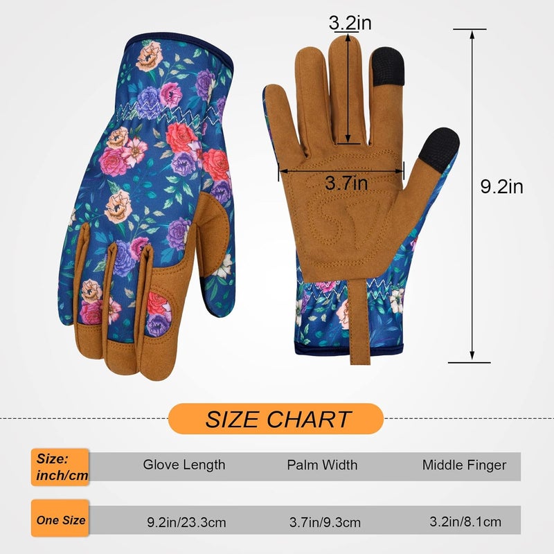 MERTURN Store قفازات حديقة جلدية للنساء مقاومة للأشواك قفازات عمل تعمل باللمس هدايا، م - Image 3